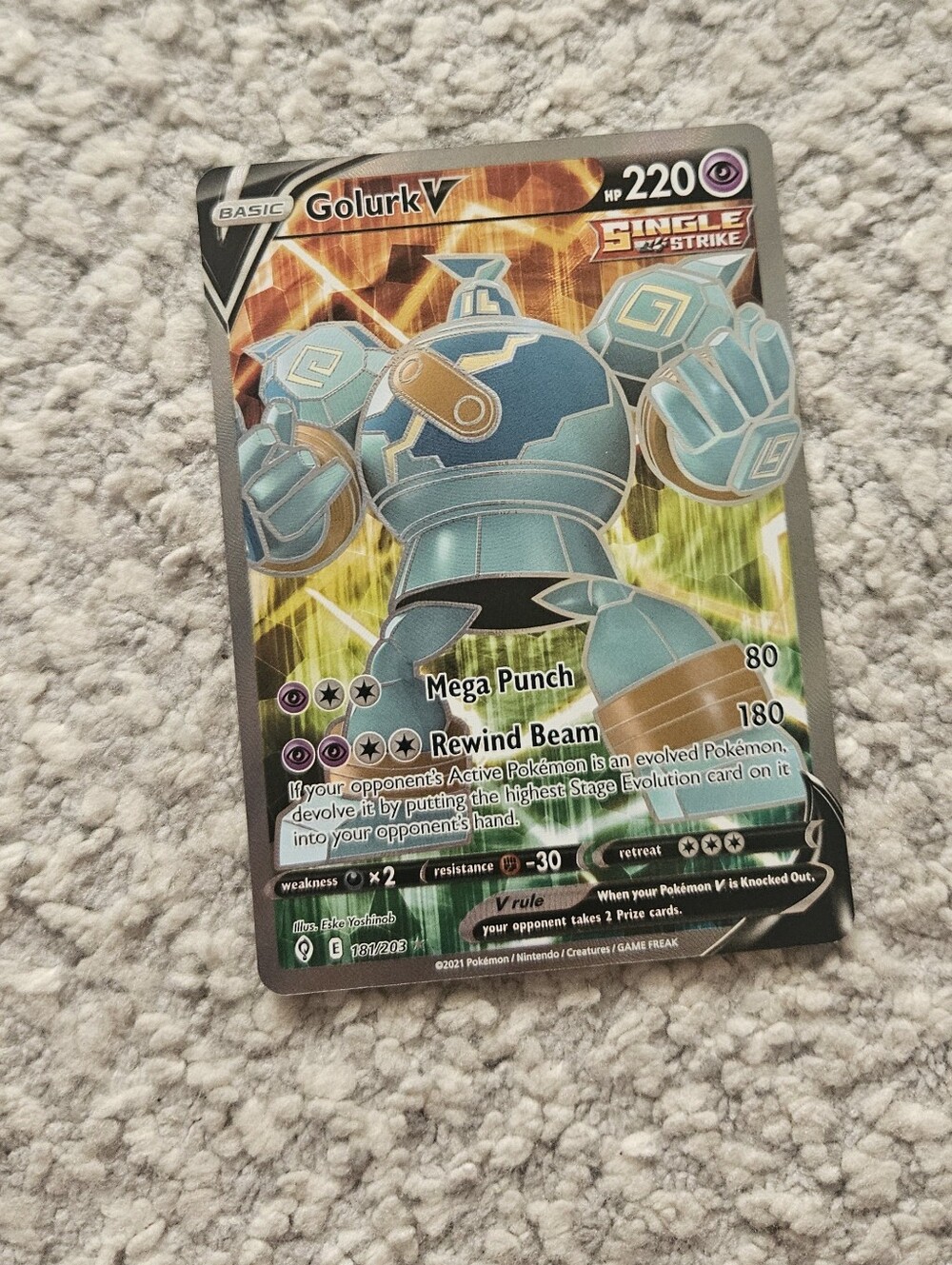 POKEMON TCG Card Golurk V Evolving Skies Ultra Rare 181/203